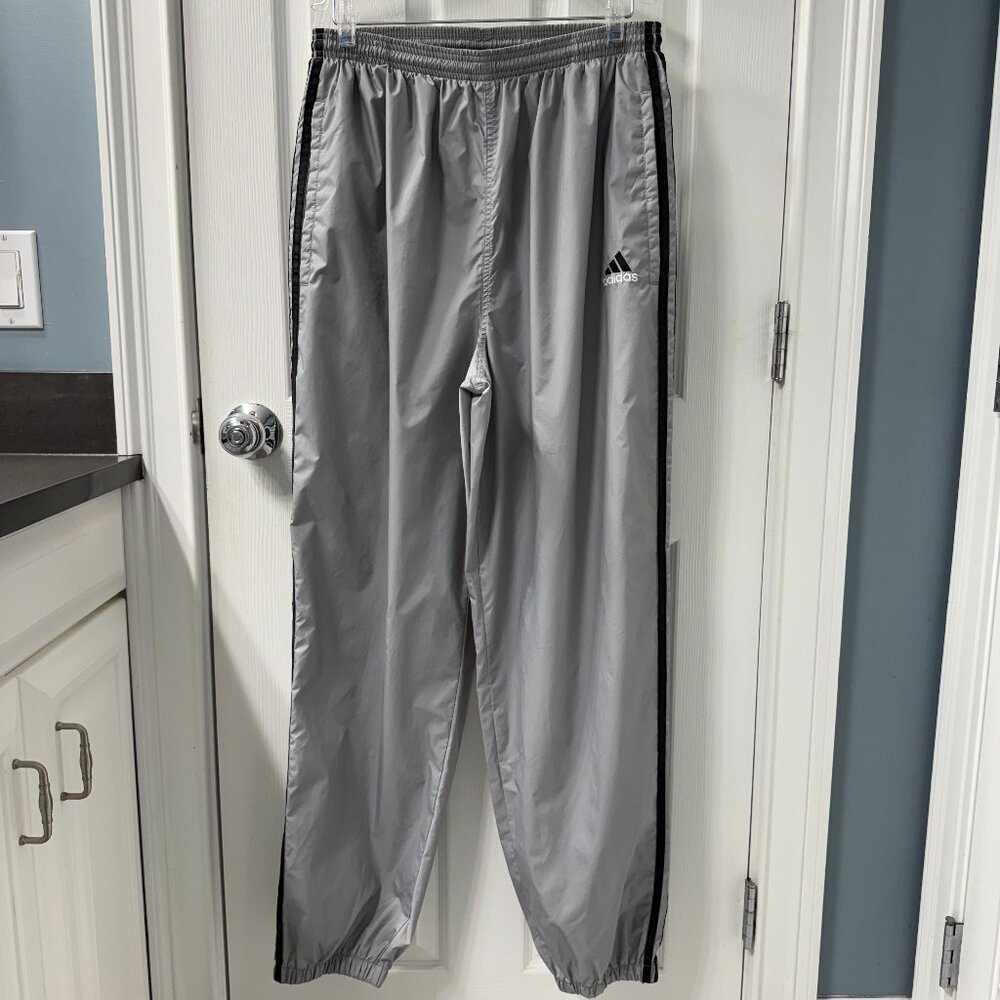 Adidas Gray Sweatpants with Black Stripes